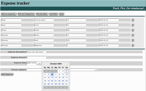 Figure 2: Tracking expenses