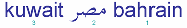 Right-to-left ordered directional runs: bahrain مصر kuwait.