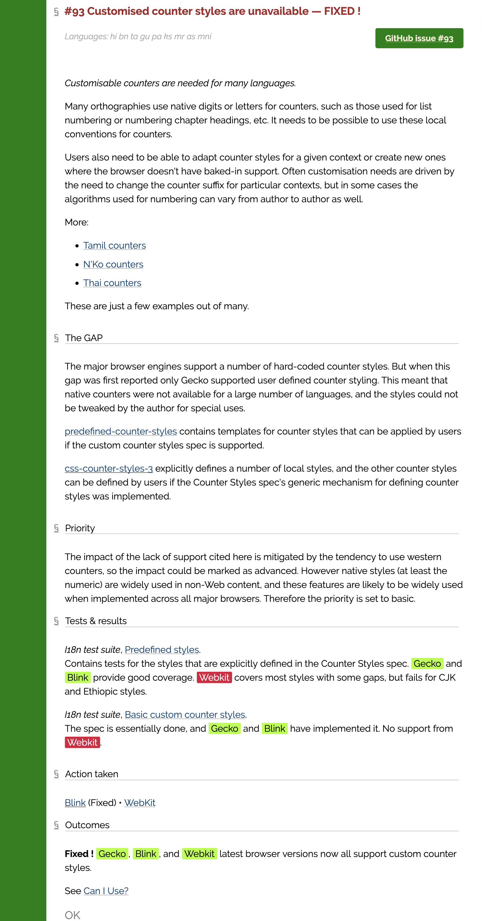 An example of a gap report for Devanagari and other scripts