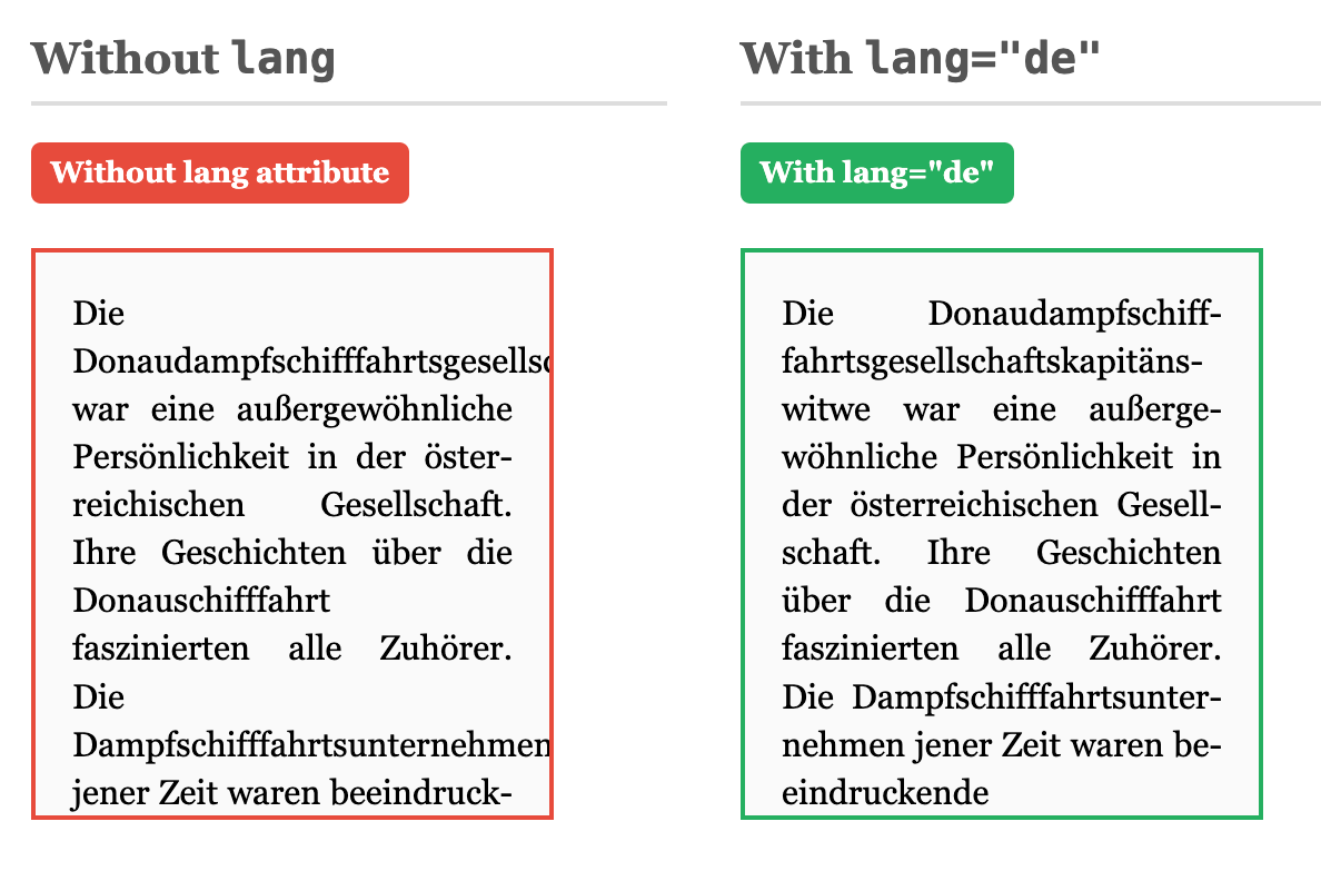 The same German text is displayed in two narrow columns side by side