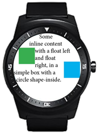 A layout of web contents with shape-inside: display