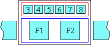 Diagram of glyph layout in non-overhanging ruby.