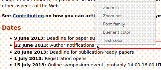 Figure 1: User Interface to act adaptations