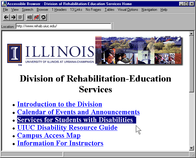 Example of system highlight colors used to indicate the focus by the accessible browser project