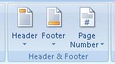 Header and Footer tools on the Word Insert ribbon.
