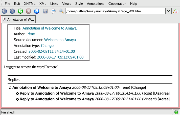 An annotation with a discussion thread