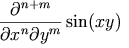 \frac{\partial^{n+m}}{\partial x^n \partial y^m} \sin(xy)