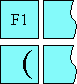 Diagram of glyph layout without leading punctuation compression