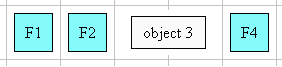 Object layout in strict grid. Large rectangular object is
centered horizontally within 2 grid spaces