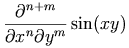 \frac{\partial^{n+m}}{\partial x^n \partial y^m}     \sin(xy)